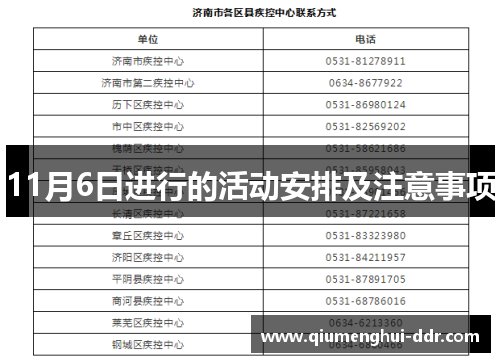 11月6日进行的活动安排及注意事项